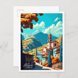Metsovo Greece Art Vintage Reise Illustration Postkarte