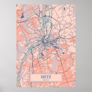 Metz - Frankreich Breezy City Map Poster