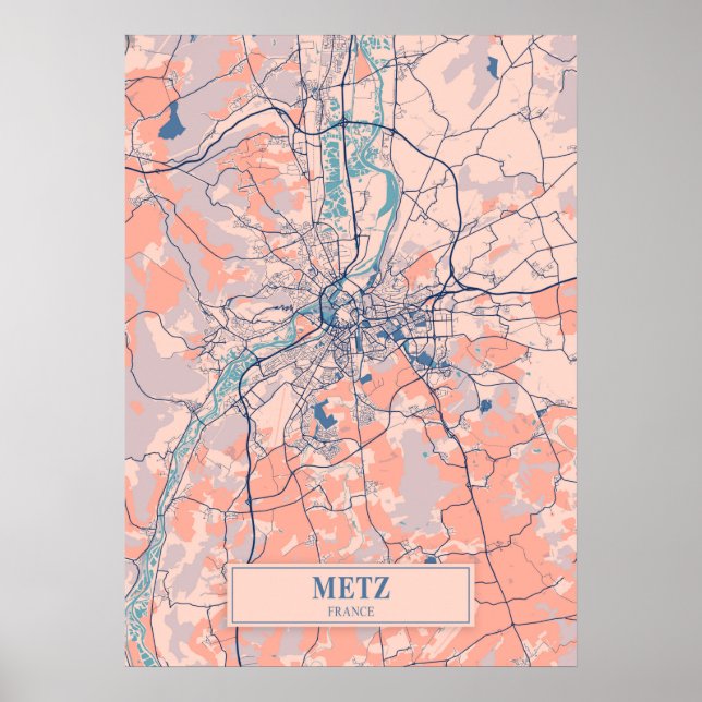 Metz - Frankreich Breezy City Map Poster (Vorne)