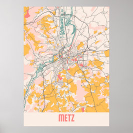 Metz - Frankreich Chalk City Map Poster