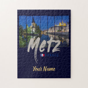 Metz Grand Est France - Vintages Nachtleben Puzzle