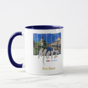Metz Grand Est Frankreich bei Nacht Vintage-Souven Tasse