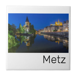Metz Temple Neuf France Night Moselle Souvenir Fliese