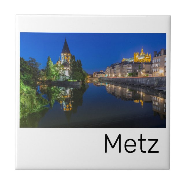 Metz Temple Neuf France Night Moselle Souvenir Fliese (Vorderseite)