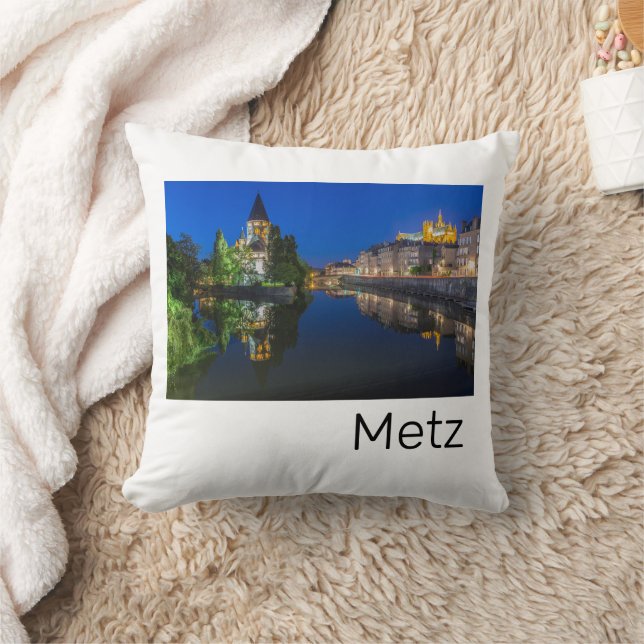 Metz Temple Neuf France Night Moselle Souvenir Kissen (Decke)