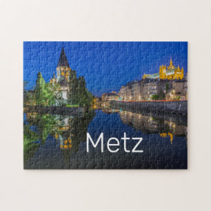 Metz Temple Neuf France Night Moselle Souvenir Puzzle