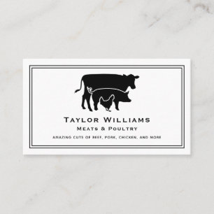 Metzger Fleisch Markt Kuh Schweinehähnchen Schwarz Visitenkarte