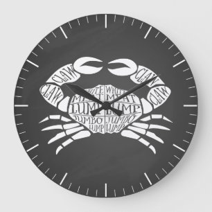 Metzgerdiagramm Fleisch schneidet Uhrenkrebse Seef Große Wanduhr