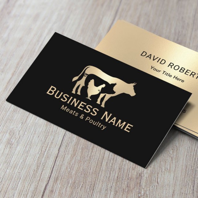 Metzgerei Fleisch und Geflügelmarkt Modernes Gold Visitenkarte (Von Creator hochgeladen)