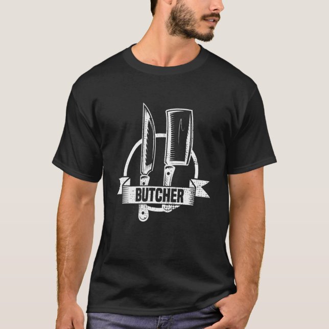 Metzgermesser Fleisch Kutter Tierfutter Schlachten T-Shirt (Vorderseite)