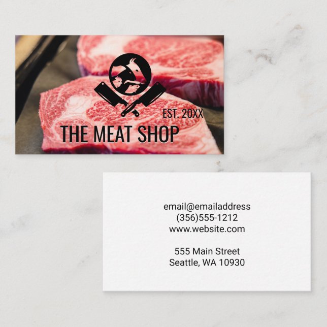 Metzgermesser | Logo für Tiere | Steak Cut Visitenkarte (Vorne/Hinten)