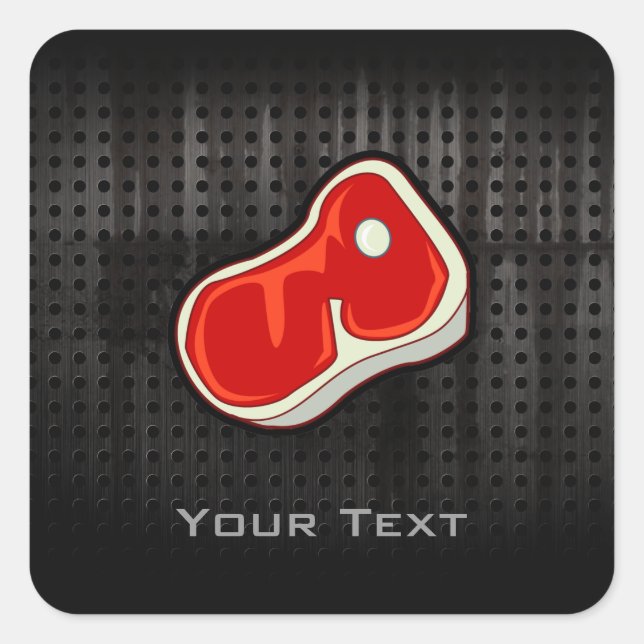 Metzgersteak; schwarz quadratischer aufkleber (Vorderseite)