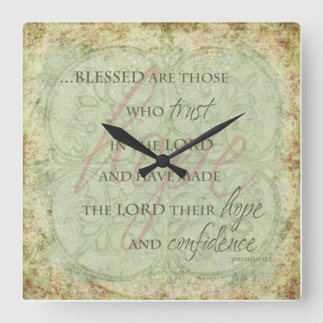 Meured are Those Who trust im Lord Clock Quadratische Wanduhr (Vorderseite)