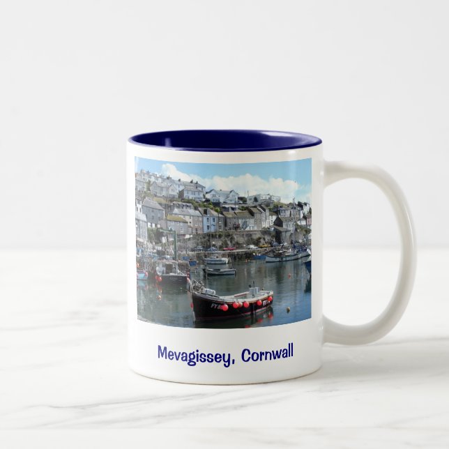 Mevagissey, Cornwall, England Zweifarbige Tasse (Rechts)