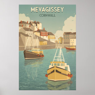 Mevagissey Cornwall Reiseplakat Poster