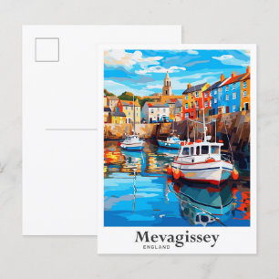 Mevagissey England Travel Potrait Illustration Postkarte