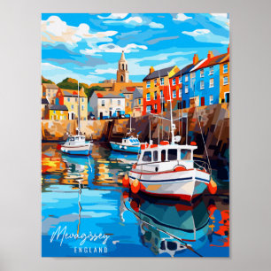 Mevagissey England Vintage-Reiseillustration Poster