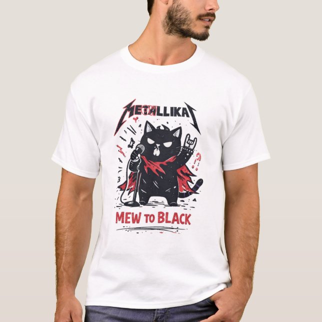Mew to Black – Metal Cat Vocalist Parody T-Shirt (Vorderseite)