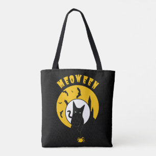 Meween Niedlich Black Cat Yellow Moon Hallowen