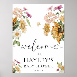 Mews Sunflower Fall Baby Dusche Begrüßungszeichen Poster