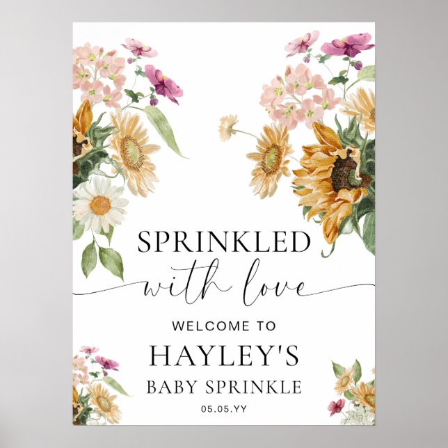 Mews Sunflower Fall Baby Sprinkle Begrüßungszeiche Poster (Vorne)