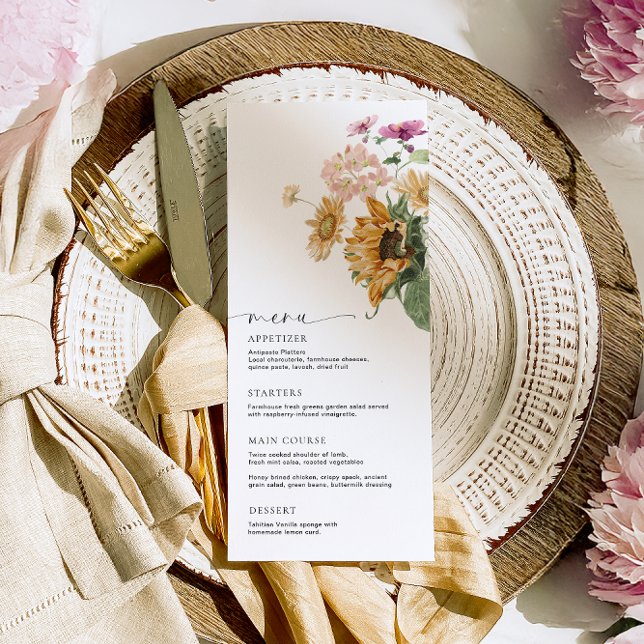 Mews Sunflower Fall Floral Long Menü & Vielen Dank Menükarte (Von Creator hochgeladen)