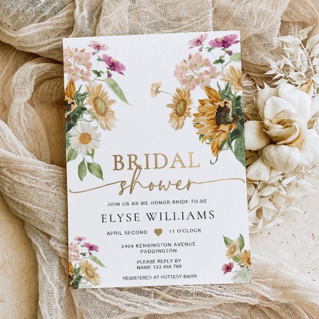 Mews Sunflower Herbst Herbst Brautparty Folieneinladung (Von Creator hochgeladen)