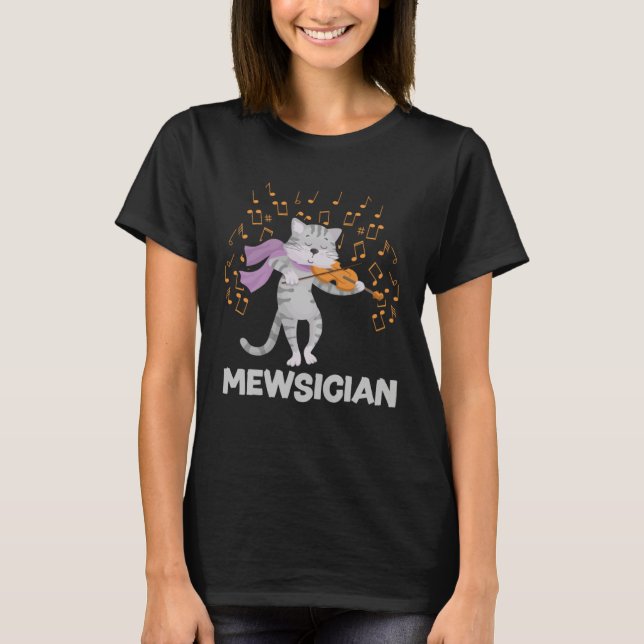 Mewsician Cat Kitten Playing Violin for Cat  Violi T-Shirt (Vorderseite)