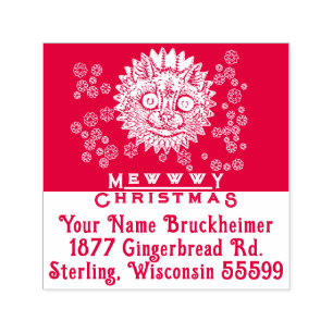 MEWWWY CHRISTMAS Briefmarke Permastempel