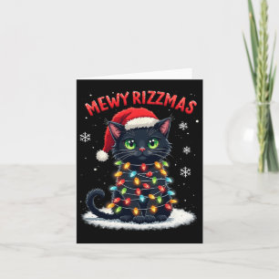 Mewy Rizzmas Funny Santa Cat Mewing Joke Rizz Xmas Karte