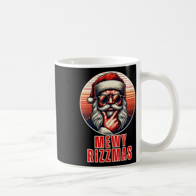 Mewy Rizzmas Funny Santa Mewing Joke Rizz Mens Chr Kaffeetasse (Rechts)
