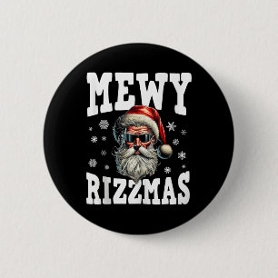 Mewy Rizzmas Kids Teens Funny Frohe Weihnachtsmann Button