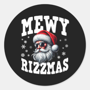 Mewy Rizzmas Kids Teens Funny Frohe Weihnachtsmann Runder Aufkleber