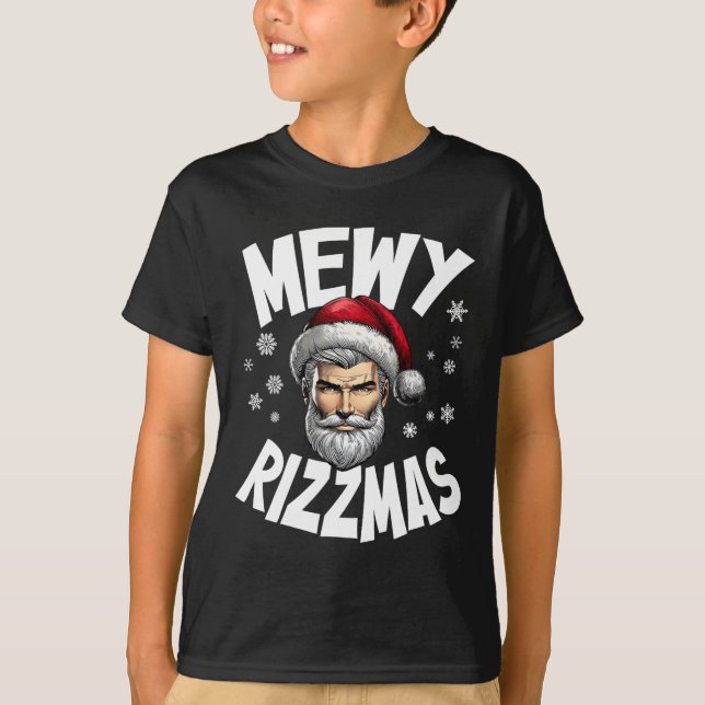 Mewy Rizzmas Kids Teens Funny Frohe Weihnachtsmann T-Shirt (Vorderseite)