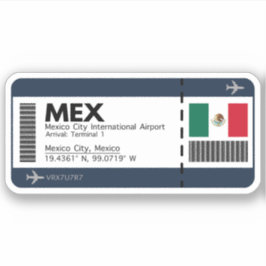 MEX Mexico City Boarding Pass - Airport Ticket Aufkleber