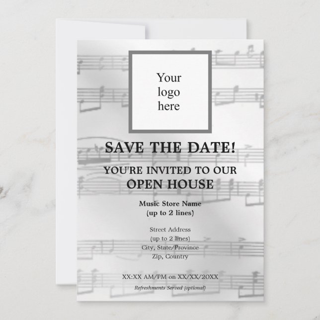 Mex. Silver Local Music Store I Logo Open House Save The Date (Vorderseite)