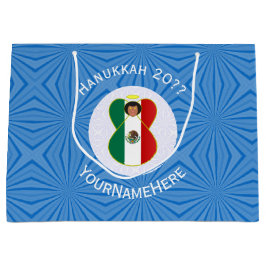 Mexican Angel Hanukkah Flag Personalized Große Geschenktüte