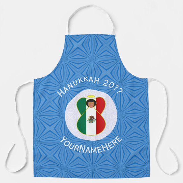 Mexican Angel Hanukkah Flag Personalized Large Schürze (Vorderseite)