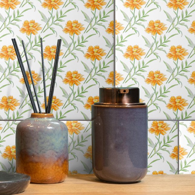 Mexican Aster Sulfur Kosmos orange weiße Kunst Fliese (Von Creator hochgeladen)