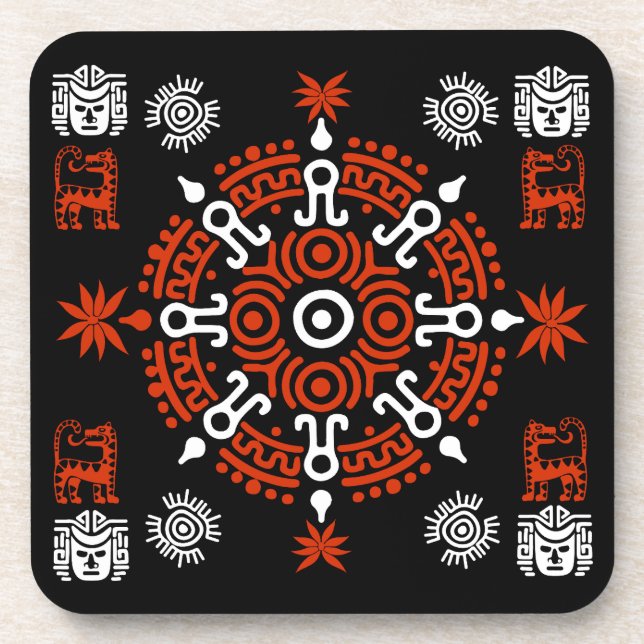 Mexican Aztec Art Wohngestaltung Getränkeuntersetzer (Vorderseite)