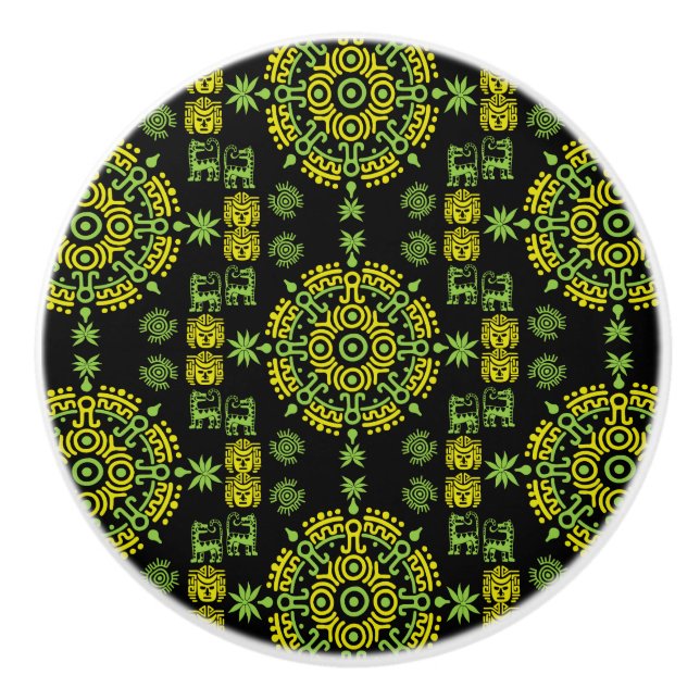 Mexican Aztec Art Wohngestaltung Keramikknauf (Vorderseite)