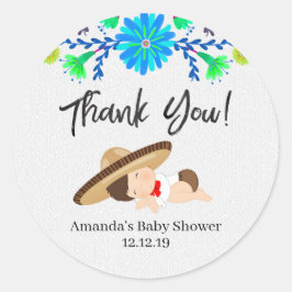 Mexican Baby Muchacho Vielen Dank Tag Runder Aufkleber