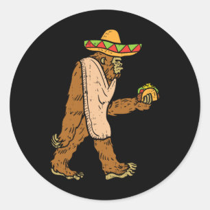 Mexican Bigfoot Sombrero Taco El Squatcho Fun Cinc Runder Aufkleber