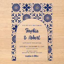 Mexican Blue Talavera Tiles Wedding Acryleinladungen