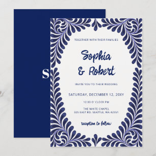 Mexican Blue Talavera Tiles Wedding Einladung