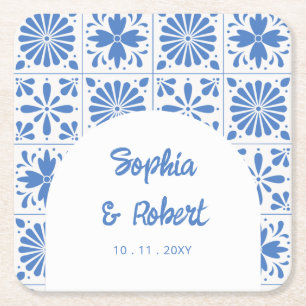 Mexican Blue Talavera Tiles Wedding Rechteckiger Pappuntersetzer