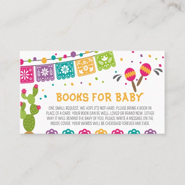 Mexican Boho Fiesta Baby Shower Books for Baby Visitenkarte (Vorderseite)