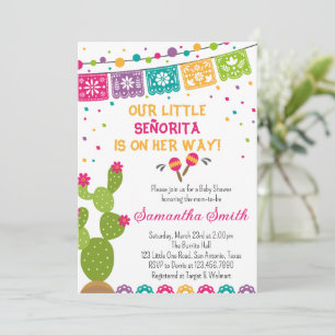 Mexican Boho Fiesta Baby Shower Einladung