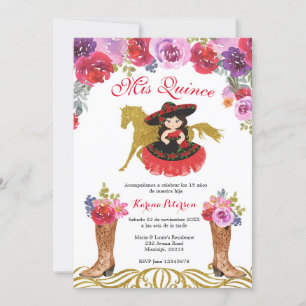 Mexican Boot Charra Quinceanera Einladung