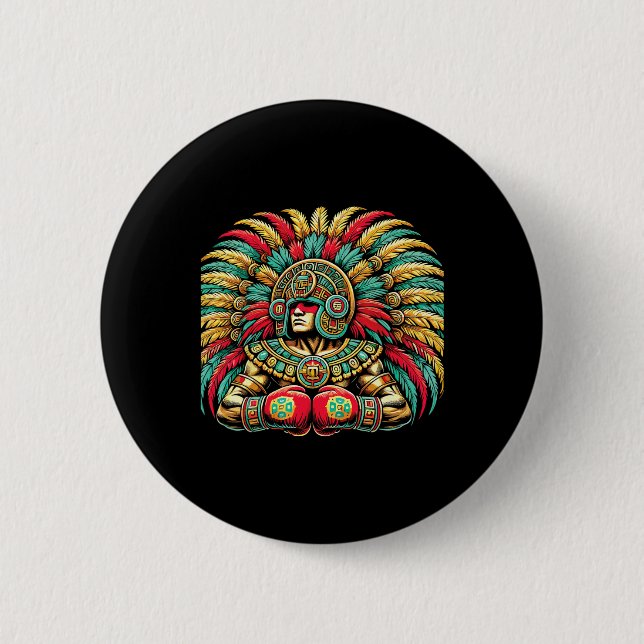 Mexican Boxing Aztec Warrior Design Button (Vorderseite)